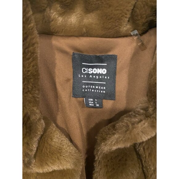 Faux Fur Brown Women’s Jacket SUPER SOFT Size Large Ci Sono - Picture 2 of 8